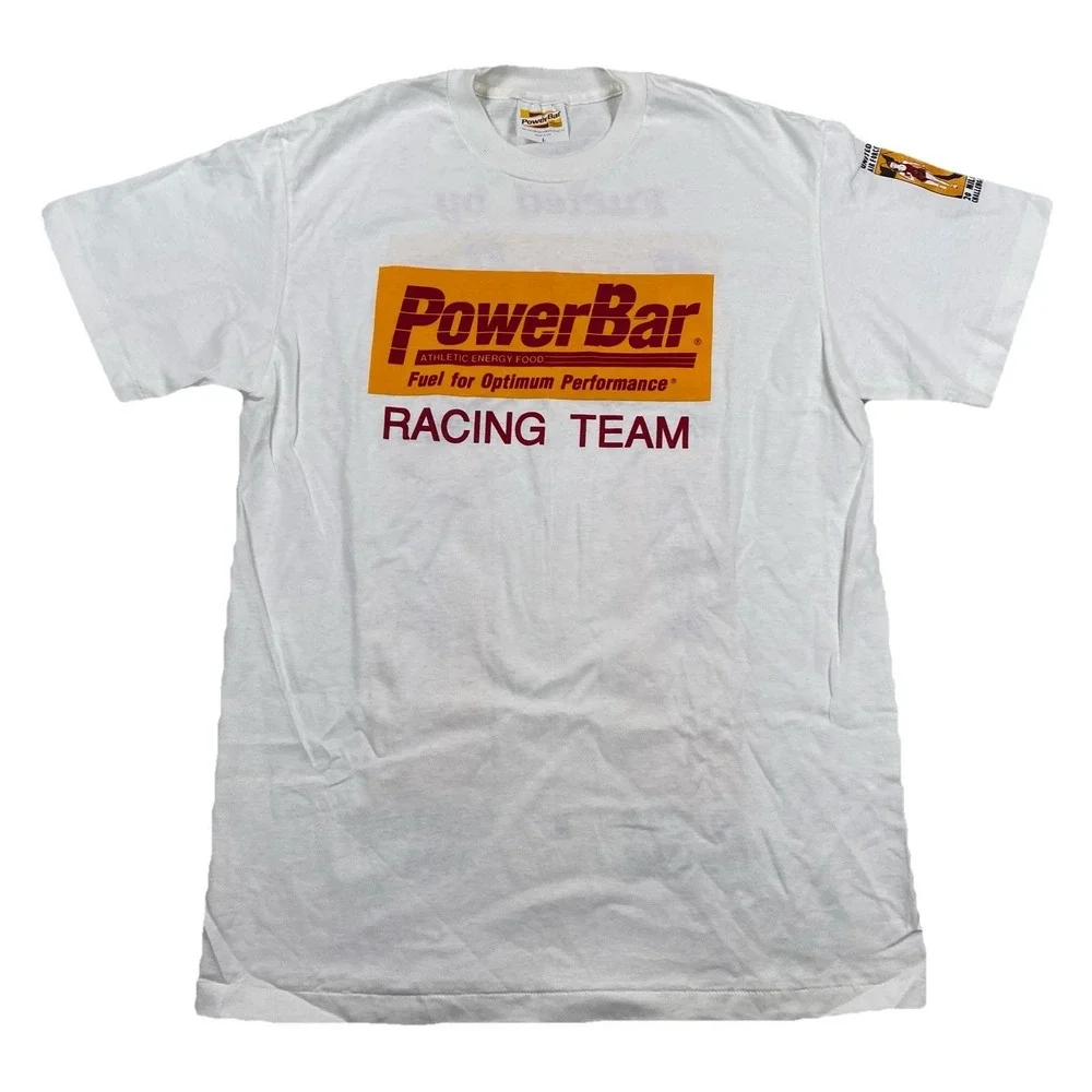 Vintage PowerBar Racing Team T-Shirt White Single Stitch USA Men's Large